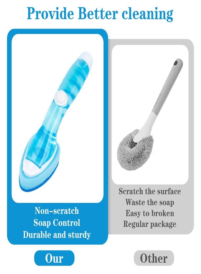 KFHENSOMR 6 Pcs Dishwasher Sponge Dishwand Refills Scrubber Sponges Non Scratch Head Replacement for Dish Wand Heavy Duty Scrub Dots Brushes Soap Control Dispenser Scrubber Pads for Kitchen Cleaning - Image 3